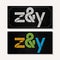 Letter Z and Y logo alphabet chalk icon set