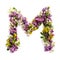 The letter Â«MÂ» made of various natural small flowers.