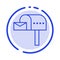 Letterbox, Email, Mailbox, Box Blue Dotted Line Line Icon