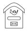 Letterbox, picture for children to be colored, black and white, isolated.