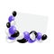 Letterhead for greeting, greeting card with beautifully designed purple, black, white balls on a white background