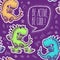 Lettering be active, be cool. animal for children clothes. Seamless pattern with cute cartoon dinosaurs. for fabric, print,