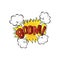 Lettering Boom, bomb. Comic text sound effects. Vector bubble icon speech phrase, cartoon exclusive font label tag expression, sou