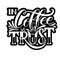 Lettering In coffee we trust. Calligraphic hand drawn sign. Coffee quote.