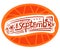 Lettering doodle text first september in orange oval