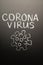 Lettering and drawing of the virus and coronavirus on the blackboard with chalk. Hazard of Padneymia 2019-ncov novel coronavirus