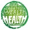 Lettering The greatest wealth is health in grunge style green ci