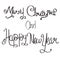 Lettering happy christmas and happy new year cute handrawn