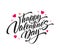 Lettering Happy Valentines Day. Greeting card template with typography text . Vector illustration