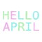 Lettering hello april, spring postcard. Print for invitation cards, posters.