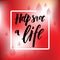 Lettering Help save a life typographic composition on red background.