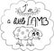 The lettering I am small sheep with a hand-drawn funny sheep