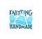 Lettering logo for handmade knitting with a knitted hat, mittens and funny letters