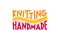 Lettering logo for handmade knitting with a knitted scarf and funny letters