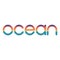 Lettering ocean travel logo, summer sunrise or sunset emblem