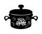 Lettering of phrase Bon Appetit on black pan with vegetables