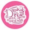 Lettering on pink circle Drinking the tea with friends