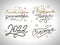 Lettering quotes Calligraphy set. Russian text Happy New Year 2022 Make a wish, Believe in miracles. Simple vector