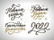 Lettering quotes Calligraphy set. Russian text Happy New Year 2022 Make a wish, Believe in miracles. Simple vector