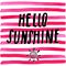 Lettering romantic summer quote hello sunshine. Hand drawn Sketch typographic design sign, Vector Illustration on color lines back