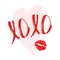 Lettering on romantic theme, XOXO and kiss