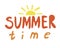 Lettering with text summer time is isolated on a white background for a diary or Bullet Journal, comic vector stock illustration