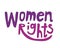 A lettering with the text woman rights as a concept of girls power and feminism, a vector stock illustration with comic stripes