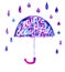 Lettering on umbrella Rain is beautiful