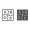 Letters abc, puzzle alphabet line and solid icon, linguistics concept, puzzle pieces letter vector sign on white