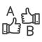 Letters A and B and thumbs up line icon, linguistics concept, learn foreign language vector sign on white background