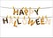 The letters and the inscription of a happy Halloween hang on clothespins