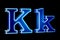 Letters K with hologram effect, 3D rendering