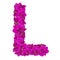 Letters made of pink flowers. L letter - flower alphabet