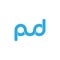 Letters p u d linked wavy line logo vector