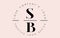 Letters SB S B Logo set as a stamp or personal signature. Simple SB Icon with Circular Name Pattern