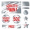 Letters scratch and win. With effect from scratch marks. Suitable for scratch card game and win.