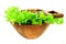 Lettuce leaves in a salad bowl