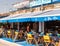 LEUCATE, FRANCE - SEPTEMBER 8, 2017: View of the street cafe. Close-up.