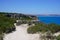 Leucate pathway dirt road sea mediterranean natural coast in south france