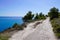 Leucate pathway mediterranean natural coast in french Occitanie south france