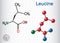 Leucine L- leucine, Leu, L molecule. It is essential amino acid. Sheet of paper in a cage. Structural chemical formula and