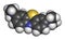Leuco-methylthioninium (LMTX) Alzheimer\\\'s disease molecule (tau aggregation inhibitor). 3D rendering. Atoms are represented as
