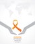 Leukemia Awareness month with orange colored ribbon, observed in September