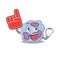 Leukocyte cell mascot cartoon style holding a Foam finger