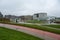 Leuven, Flemish Brabant Region, Belgium - The Gasthuisberg hospital campus during a rainy day