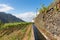 Levada, irrigation canal with hiking path at Madeira Island, Portugal