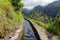 Levada, irrigation canal with hiking path at Madeira Island, Portugal