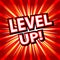 Level up! Comic cartoon book style.