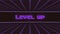 Level Up Title Animated Retro Futuristic 80s 90s Style. Animation squares and retro background