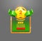 Level up Victory reward cartoon vector. Online game app UI isolated design element. Successful level complete realistic